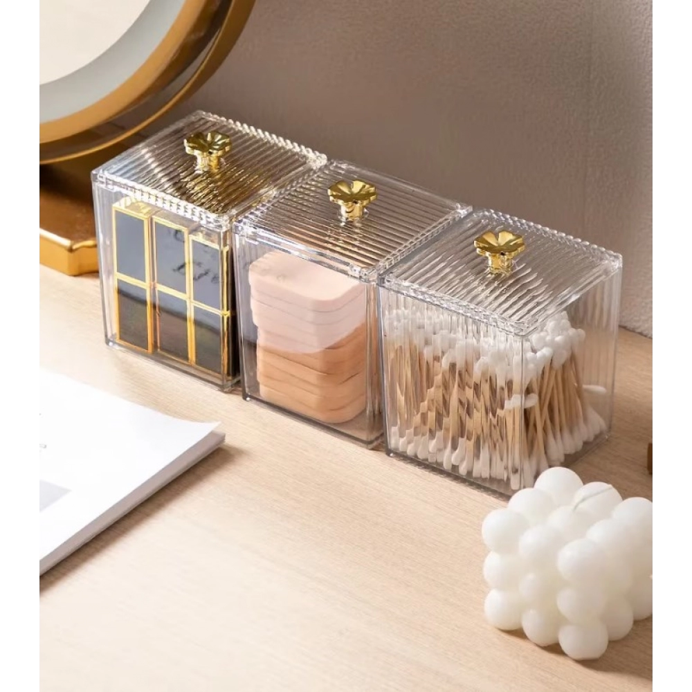 Makeup Cotton Pad Storage Box for Cotton Swab Rod Cosmetics Jewelry Bathroom Container Lipstick Organizer Box Multifunction